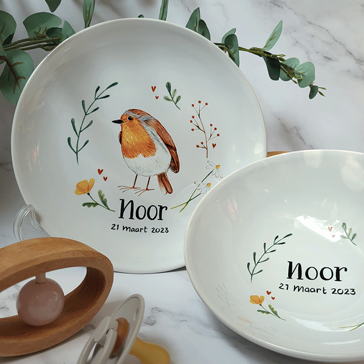 kinderservies-vogel